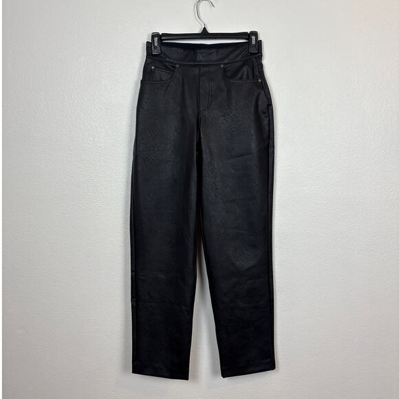 Spanx Slim Straight Faux Leather High Rise Structured Leggings Pants XS - Picture 1 of 5